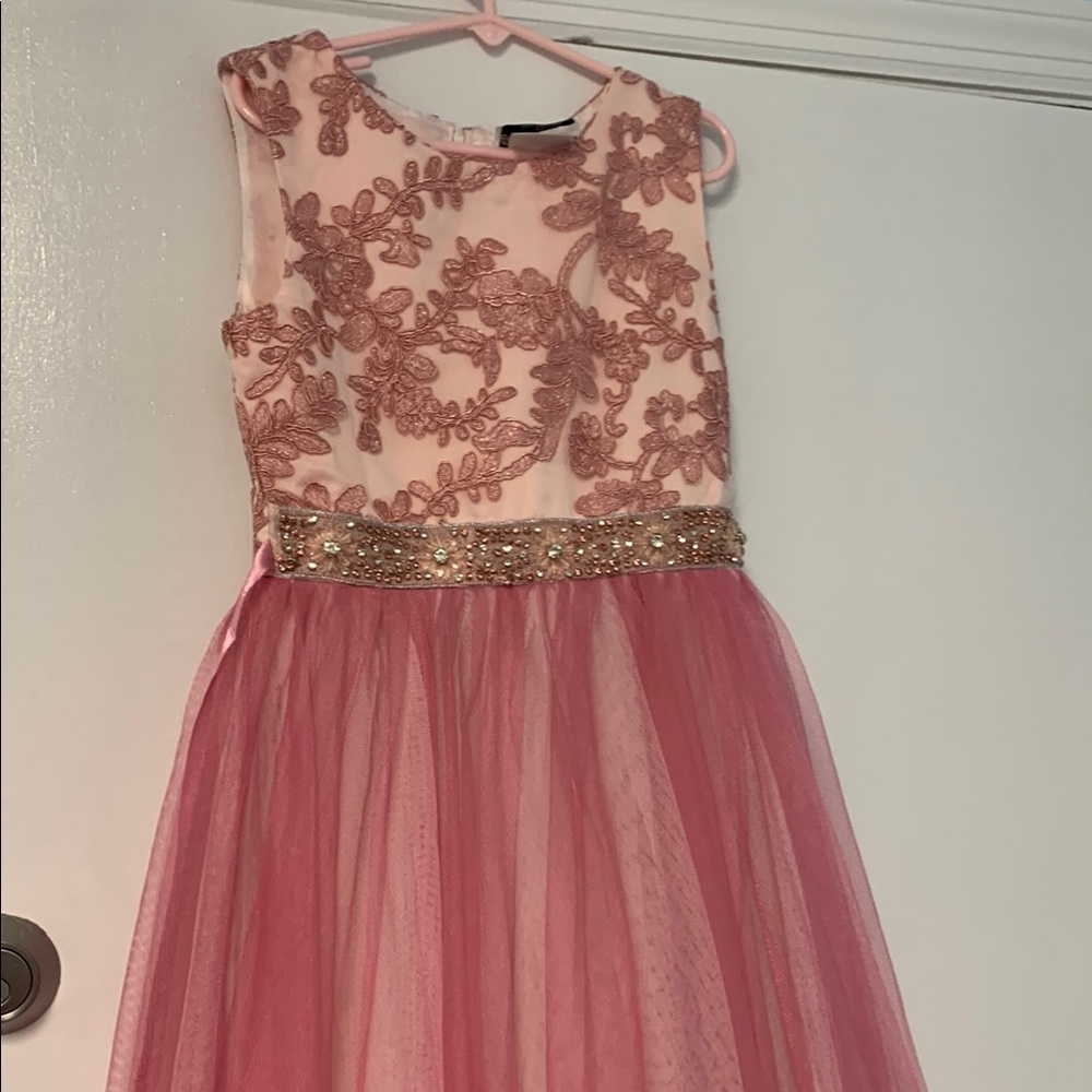 Rare Edition lace Elegant Pink Floral Kids Dress size 8